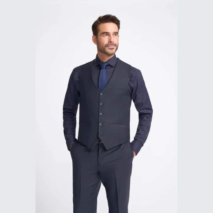 Men's Waistcoat Dark Navy Tailored Fit Vest - Image 1