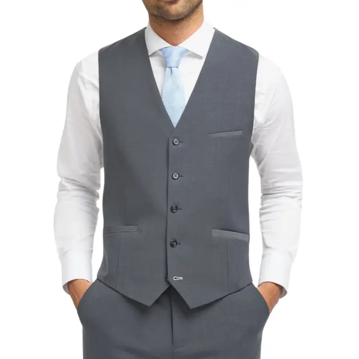 Men's Waistcoat Charcoal Tailored Fit Vest - Image 1