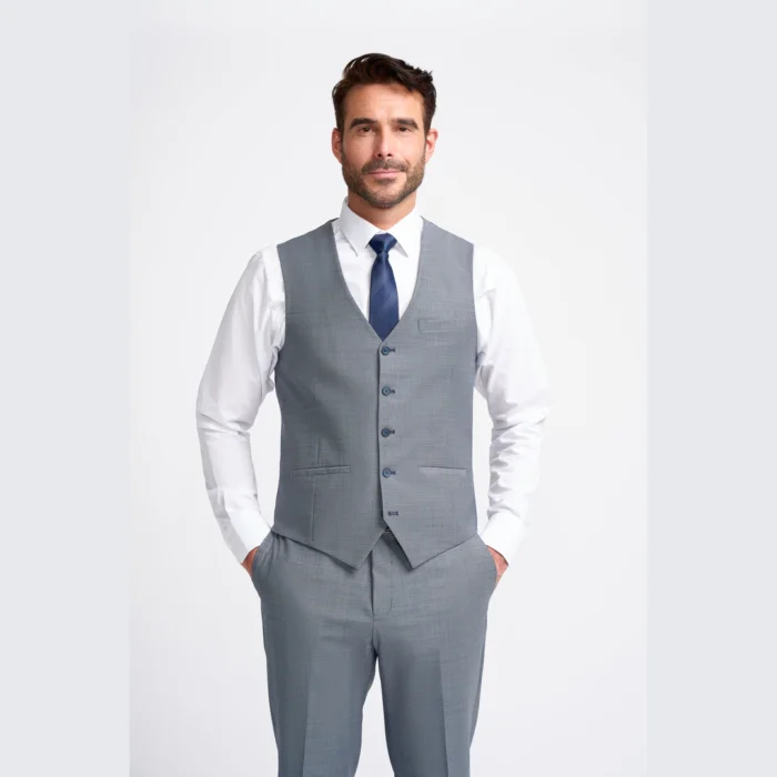 Men's Waistcoat Grey Tailored Fit Vest - Image 1