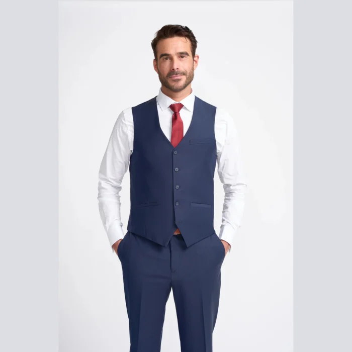 Men's Waistcoat Navy Blue Tailored Fit Vest - Image 1