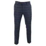 Mens Navy Blue Wine Trousers Check Herringbone Tweed Vintage New Marc Darcy