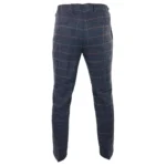 Mens Navy Blue Wine Trousers Check Herringbone Tweed Vintage New Marc Darcy - Image 3