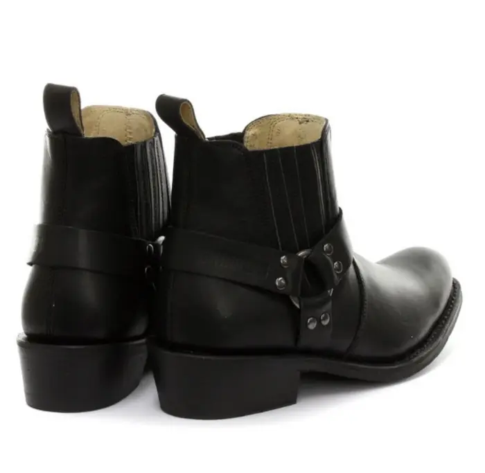 Unisex Real Leather Biker Ankle Boots Rock Punk Grinders Buckle Cowboy Riding - Image 5
