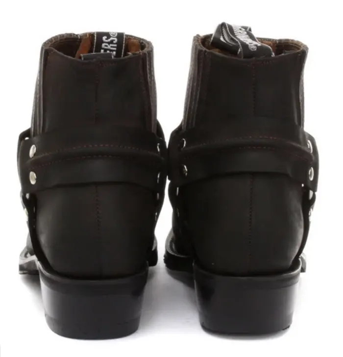 Unisex Real Leather Biker Ankle Boots Rock Punk Grinders Buckle Cowboy Riding - Image 12