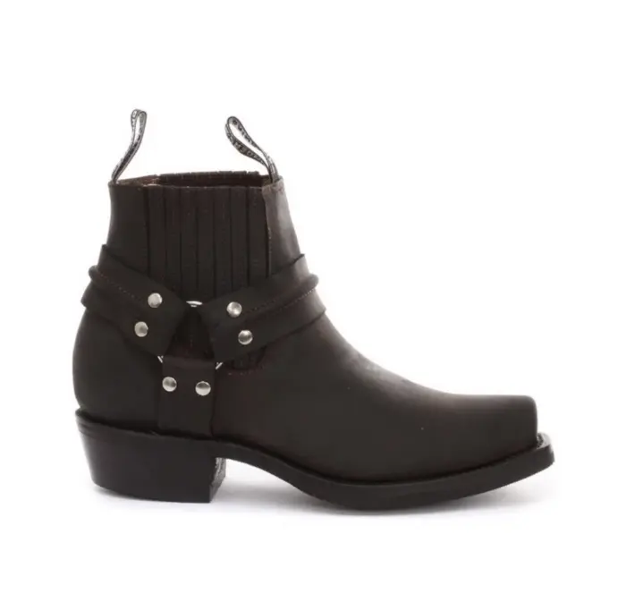Unisex Real Leather Biker Ankle Boots Rock Punk Grinders Buckle Cowboy Riding - Image 11