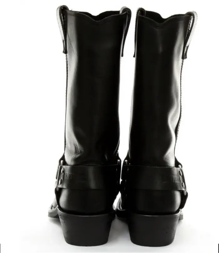 Unisex Real Leather Hi Biker Boots Rock Punk Grinders Buckle Cowboy Riding - Image 3