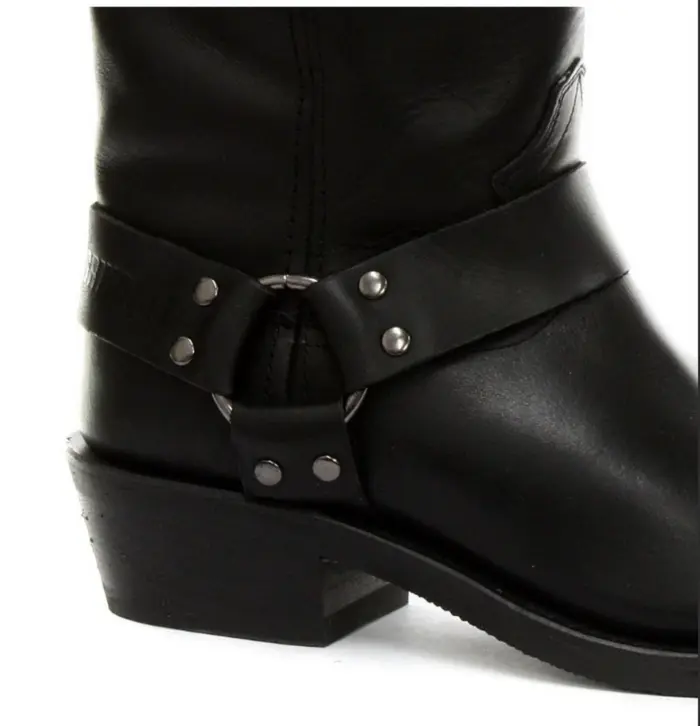 Unisex Real Leather Hi Biker Boots Rock Punk Grinders Buckle Cowboy Riding - Image 4