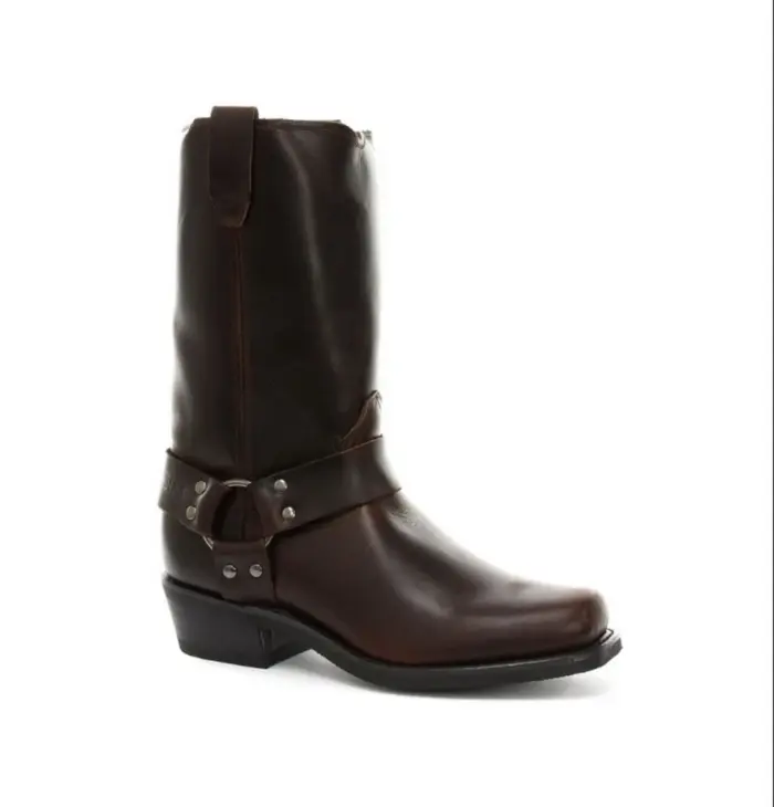 Unisex Real Leather Hi Biker Boots Rock Punk Grinders Buckle Cowboy Riding - Image 7