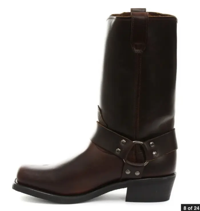Unisex Real Leather Hi Biker Boots Rock Punk Grinders Buckle Cowboy Riding - Image 14