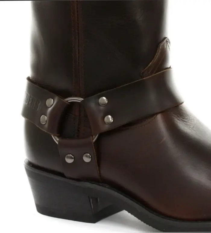 Unisex Real Leather Hi Biker Boots Rock Punk Grinders Buckle Cowboy Riding - Image 12