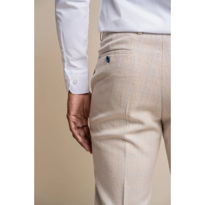 Mens Trousers Tweed Cream Black Tailored Fit Wedding Peaky Blinders Classic - Image 4