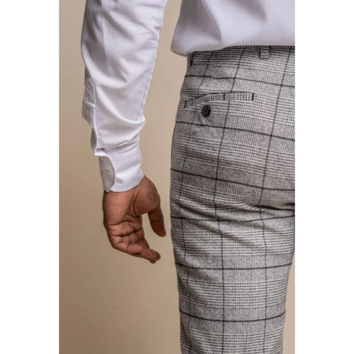 Mens Grey Check Black Tweed Trousers Vintage Classic 1920s Wedding Tailored Fit - Image 5