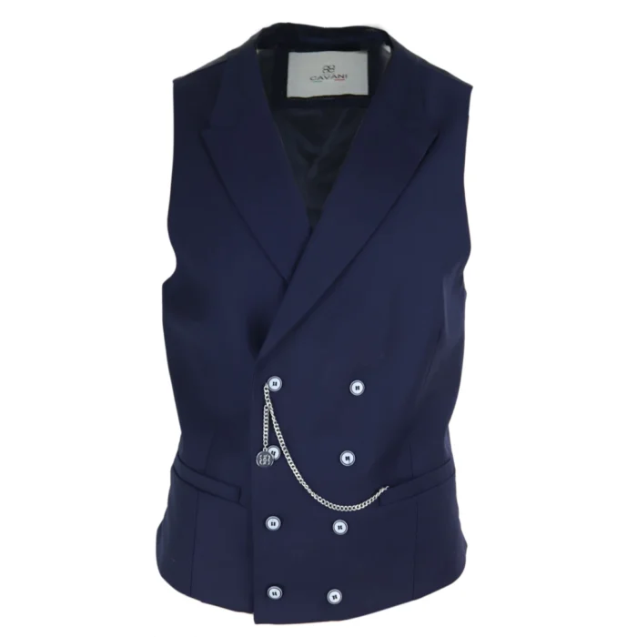 Mens Double Breasted Waistcoat 1920s Blinders Smart Casual Pocket Chain - Image 11