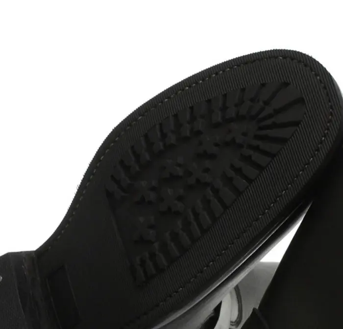 Unisex Real Leather Biker Boots Black Ginders Rebel Goth Punk Rock Buckle - Image 4