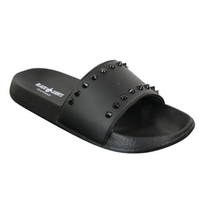 Mens Black White Stripes Spikes Flip Flops Slippers Summer Beach Casual Walking - Image 2