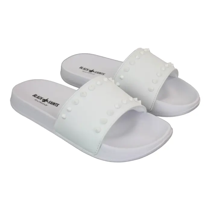 Mens Black White Stripes Spikes Flip Flops Slippers Summer Beach Casual Walking - Image 8