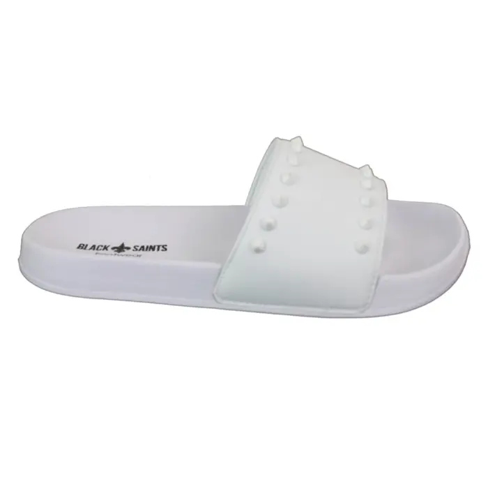 Mens Black White Stripes Spikes Flip Flops Slippers Summer Beach Casual Walking - Image 6