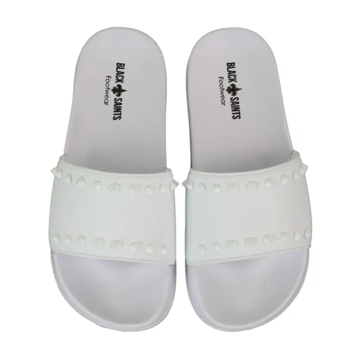 Mens Black White Stripes Spikes Flip Flops Slippers Summer Beach Casual Walking - Image 9