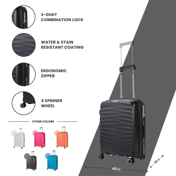 Luggage Suitcase Travel Bag Carry On Hand Cabin Check in Expandable Hard-Shell 4 Spinner Wheels Trolley Set | Sunwave - Image 2