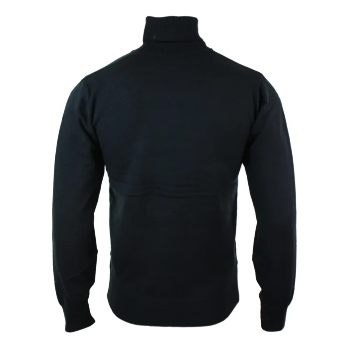 Mens Slim Fit Polar Roll Neck Jumper Light Weight Fitted Cashmere Wool Blend Grey Black Navy - Image 4