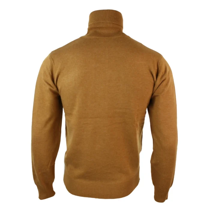 Mens Slim Fit Polar Roll Neck Jumper Light Weight Fitted Cashmere Wool Blend Grey Black Navy - Image 10