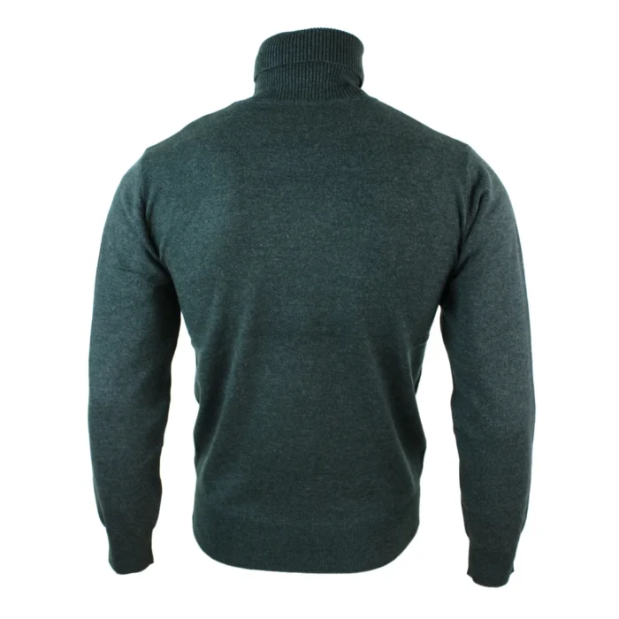 Mens Slim Fit Polar Roll Neck Jumper Light Weight Fitted Cashmere Wool Blend Grey Black Navy - Image 14