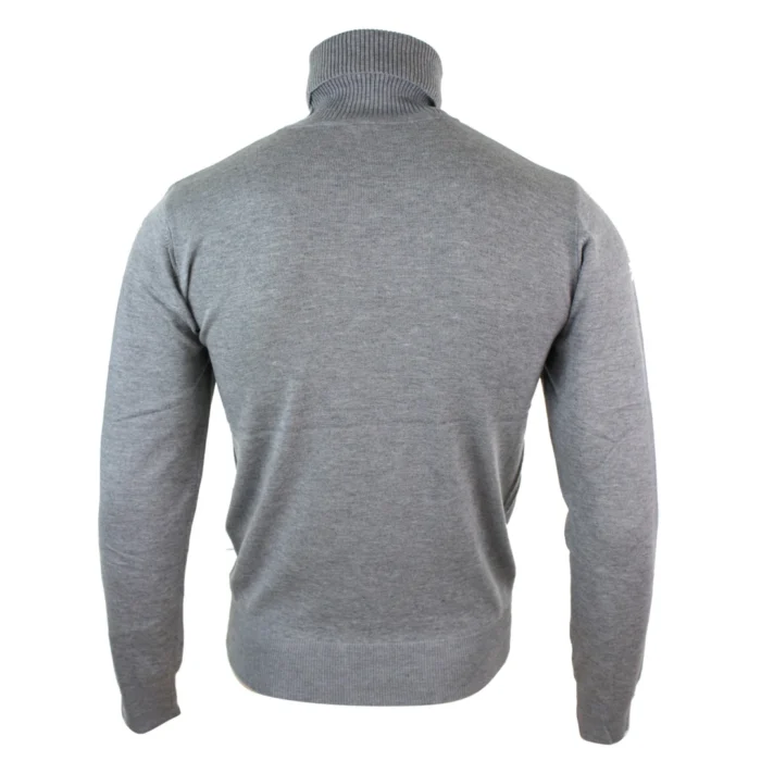 Mens Slim Fit Polar Roll Neck Jumper Light Weight Fitted Cashmere Wool Blend Grey Black Navy - Image 16