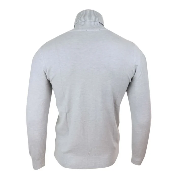 Mens Slim Fit Polar Roll Neck Jumper Light Weight Fitted Cashmere Wool Blend Grey Black Navy - Image 18