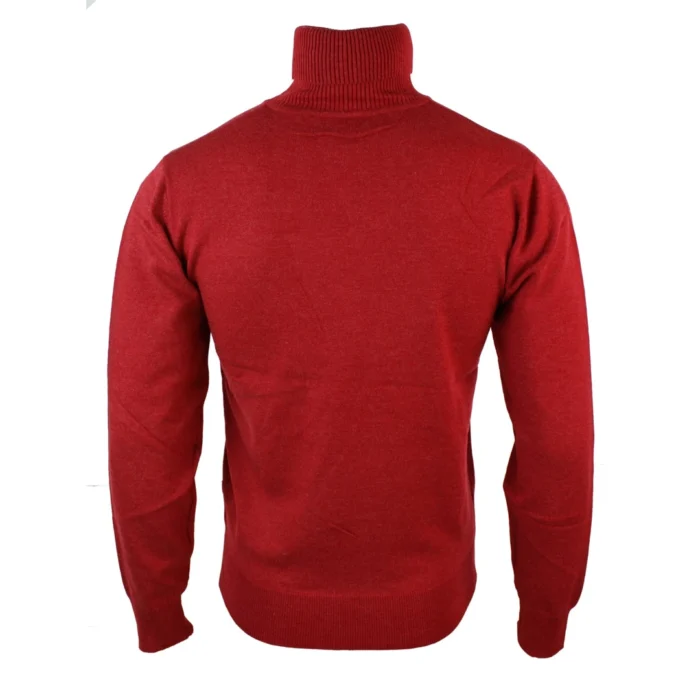 Mens Slim Fit Polar Roll Neck Jumper Light Weight Fitted Cashmere Wool Blend Grey Black Navy - Image 22