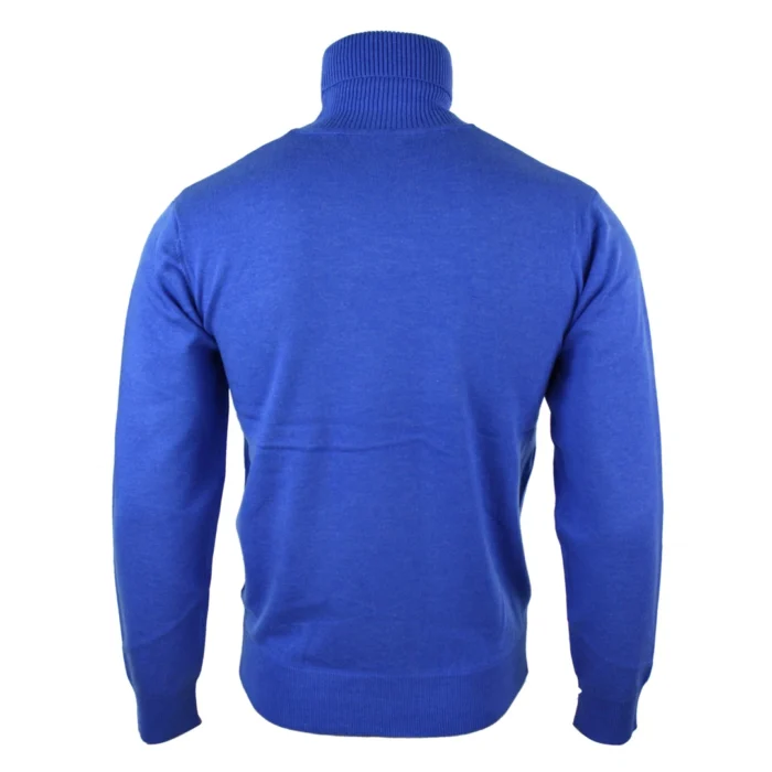 Mens Slim Fit Polar Roll Neck Jumper Light Weight Fitted Cashmere Wool Blend Grey Black Navy - Image 24