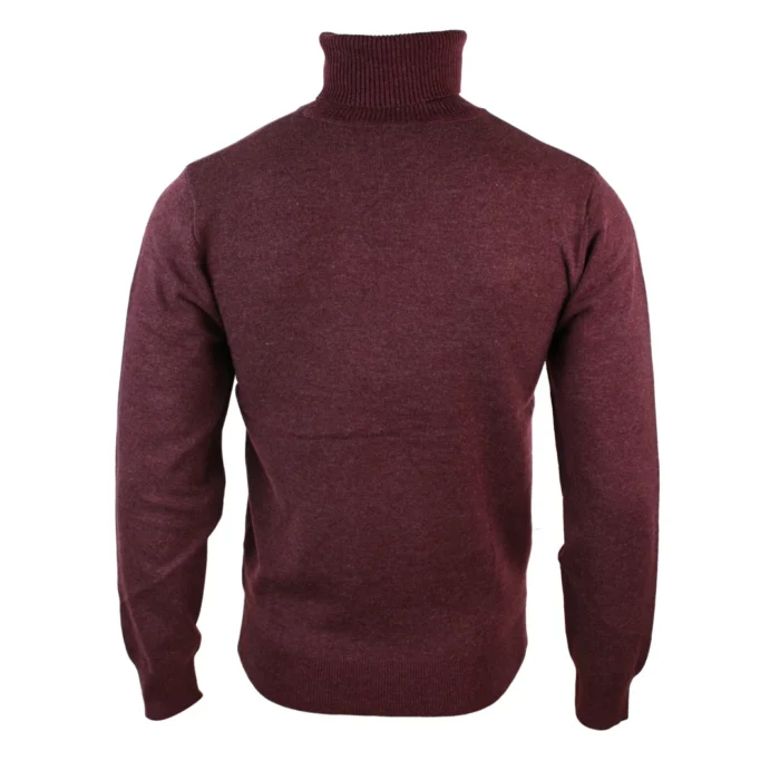 Mens Slim Fit Polar Roll Neck Jumper Light Weight Fitted Cashmere Wool Blend Grey Black Navy - Image 28