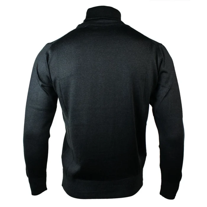 Mens Slim Fit Polar Roll Neck Jumper Light Weight Fitted Cashmere Wool Blend Grey Black Navy - Image 12