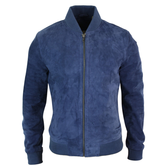 Mens Real Suede Leather Varsity Bomber College Jacket Classic Retro Vintage Camel Black - Image 6