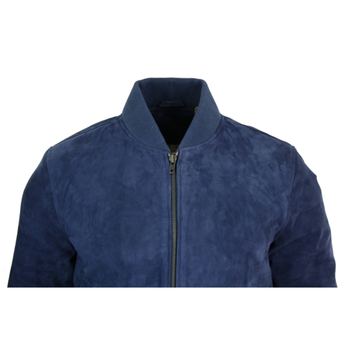Mens Real Suede Leather Varsity Bomber College Jacket Classic Retro Vintage Camel Black - Image 9