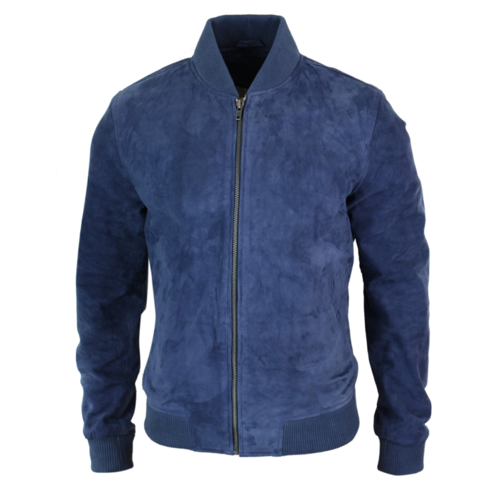 Mens Real Suede Leather Varsity Bomber College Jacket Classic Retro Vintage Camel Black - Image 8