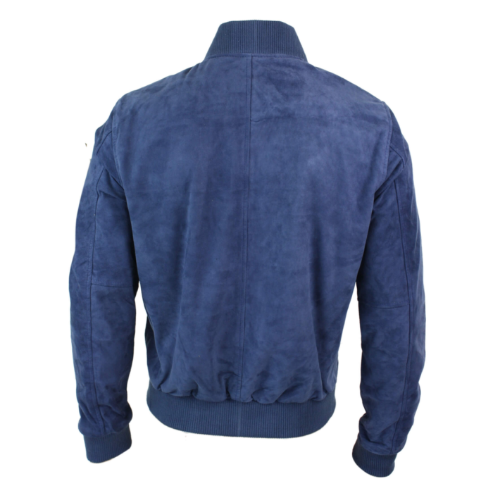 Mens Real Suede Leather Varsity Bomber College Jacket Classic Retro Vintage Camel Black - Image 7