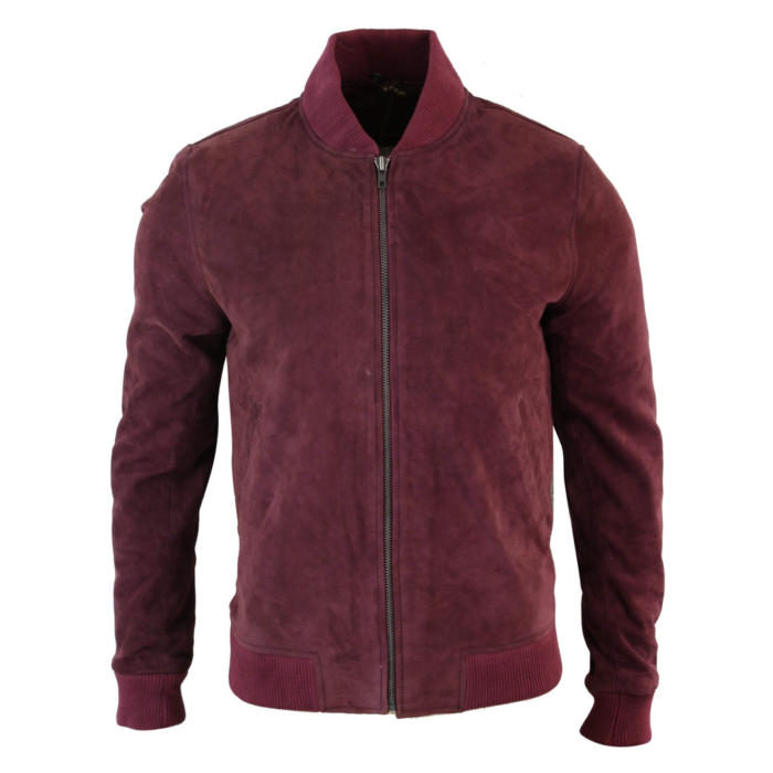 Mens Real Suede Leather Varsity Bomber College Jacket Classic Retro Vintage Camel Black - Image 16