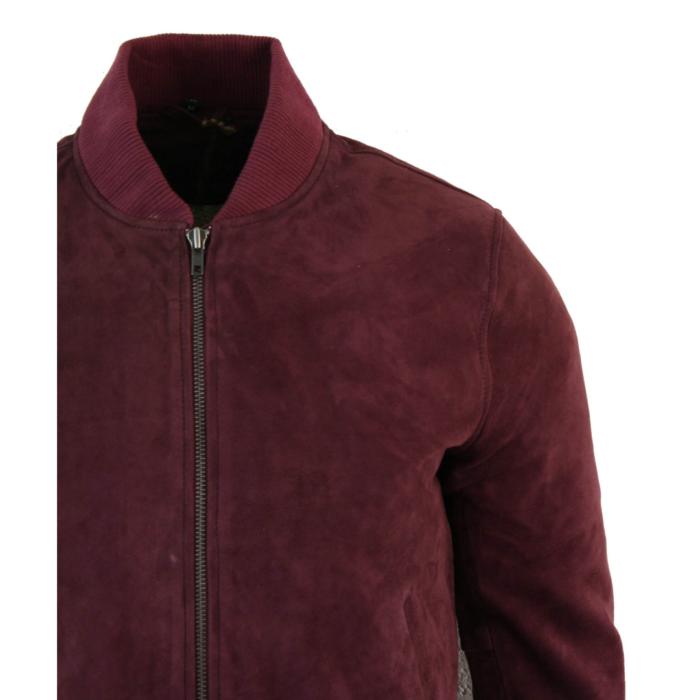 Mens Real Suede Leather Varsity Bomber College Jacket Classic Retro Vintage Camel Black - Image 20
