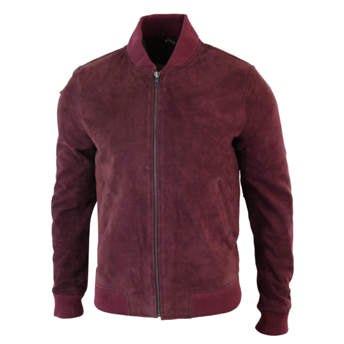 Mens Real Suede Leather Varsity Bomber College Jacket Classic Retro Vintage Camel Black - Image 19