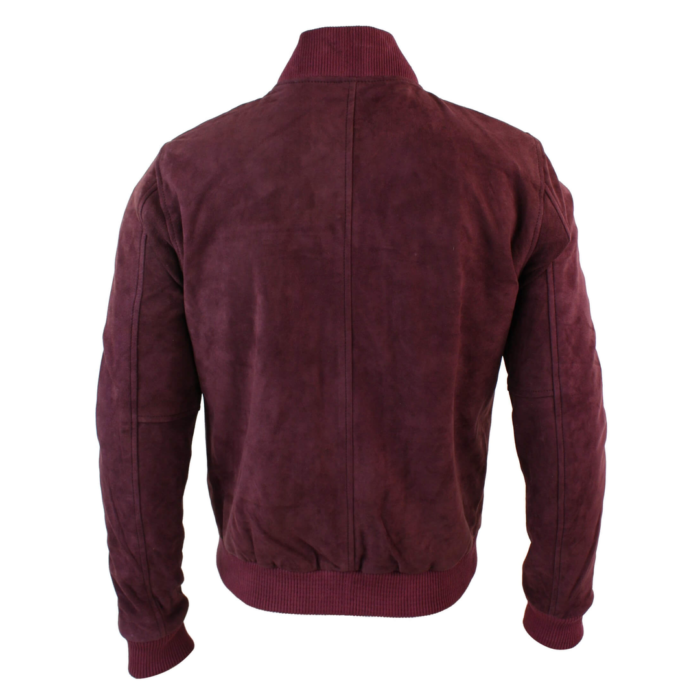 Mens Real Suede Leather Varsity Bomber College Jacket Classic Retro Vintage Camel Black - Image 18