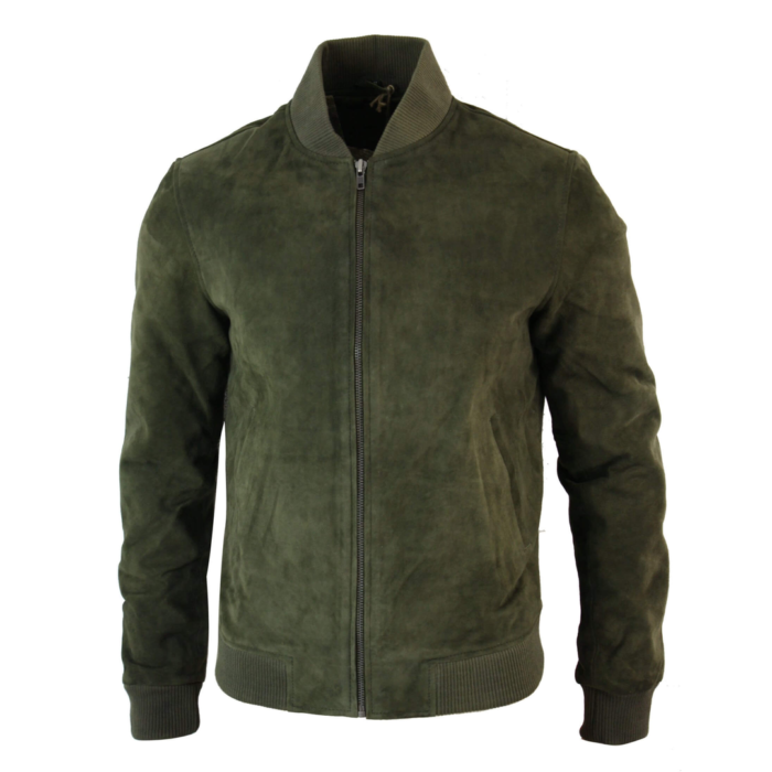 Mens Real Suede Leather Varsity Bomber College Jacket Classic Retro Vintage Camel Black - Image 24