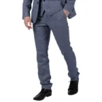Mens Classic Trousers Tweed Check Retro 1920s Gatsby Blinders Royal Blue Wedding - Image 2