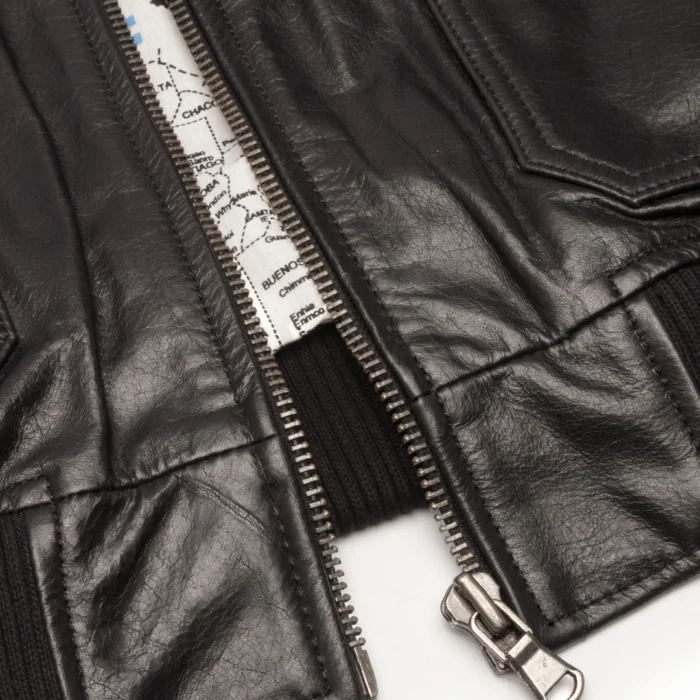 Mens Real Leather US Aviator Air Force Pilot Flying Bomber Jacket Black Fur Collar - Image 4