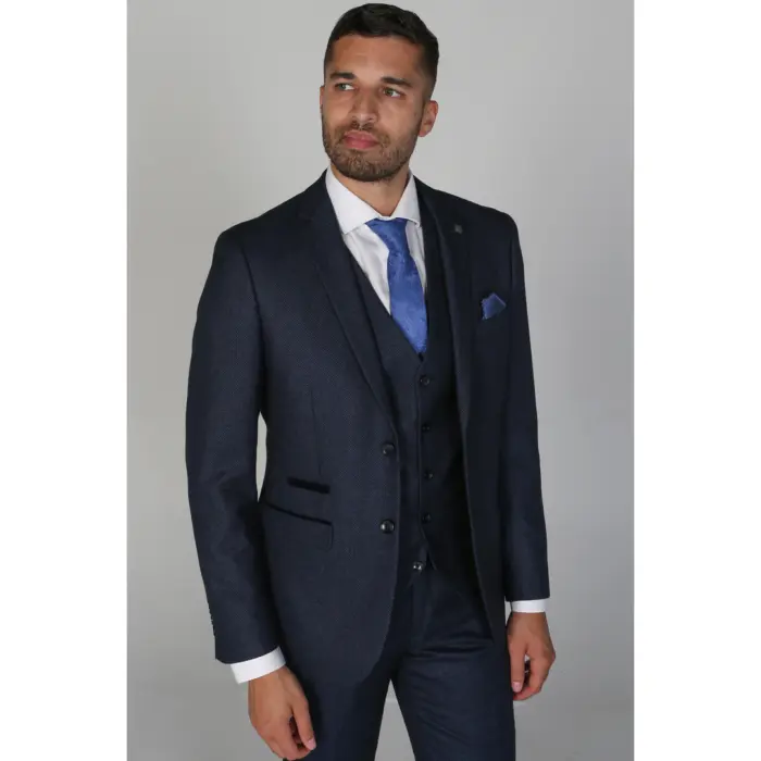 Arthur - Men's Birdseye Navy Formal Blazer - Image 2