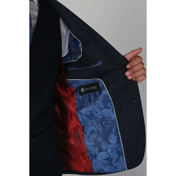 Arthur - Men's Birdseye Navy Formal Blazer - Image 3