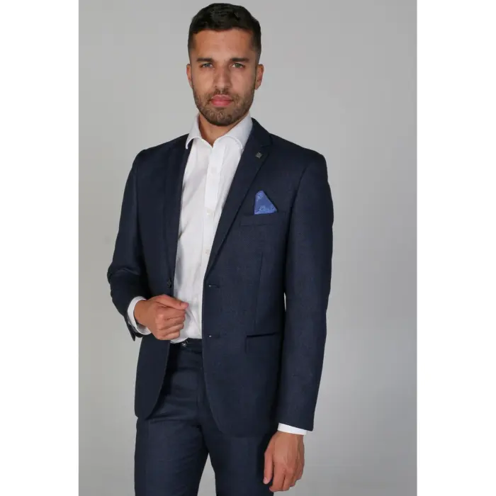 Arthur - Men's Birdseye Navy Formal Blazer - Image 1