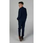 Boys Blue 3 Piece Suit Classic Birdseye Wedding - Image 4