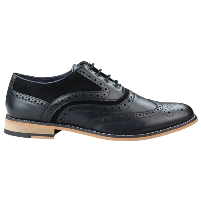 Mens Real Leather & Suede Laced Gatsby Brouges Smart Casual Designer Retro Shoes - Image 2