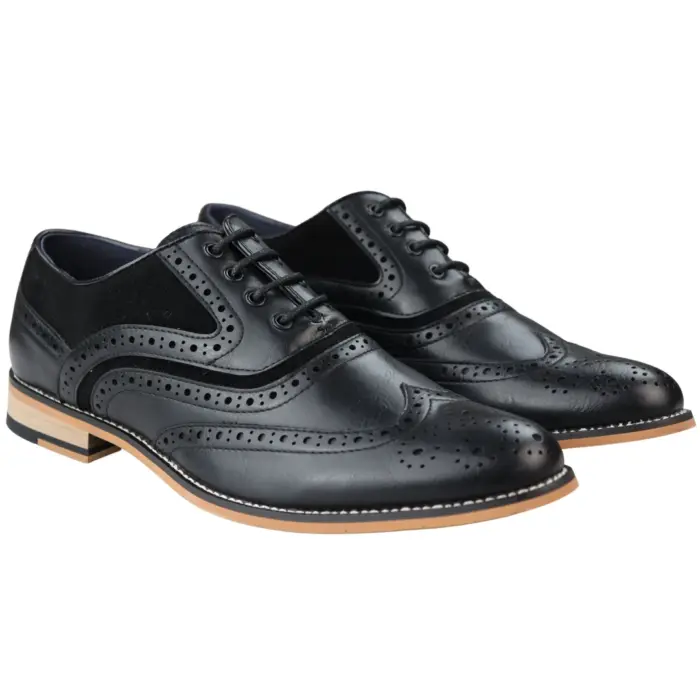 Mens Real Leather & Suede Laced Gatsby Brouges Smart Casual Designer Retro Shoes - Image 3