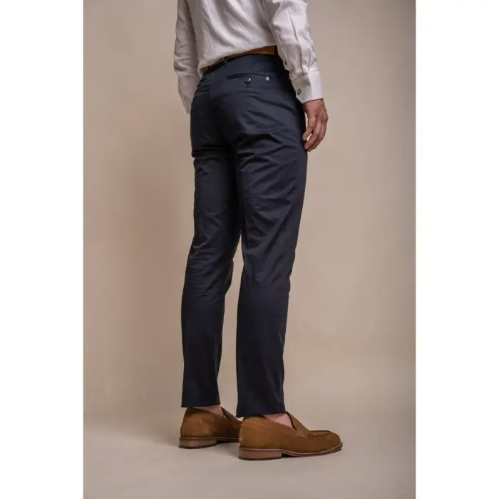 Mens Navy 2 Piece Suit Lightweight Cotton - Image 5